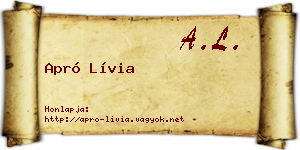 Apró Lívia névjegykártya
